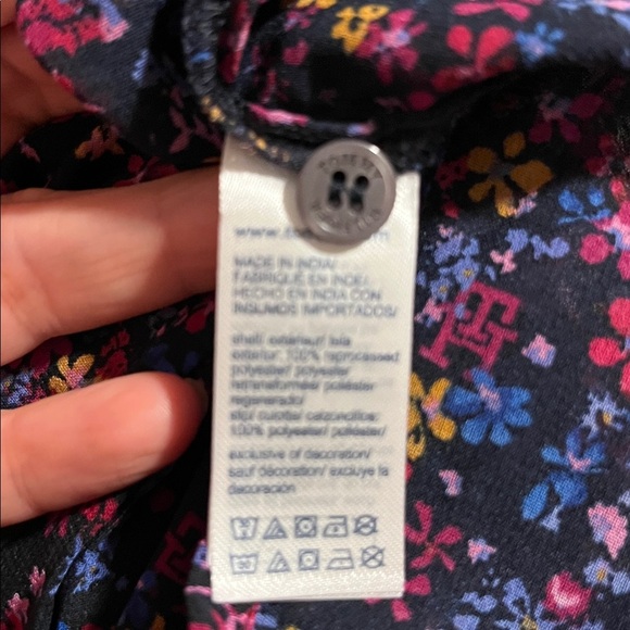 Tommy Hilfiger Floral Blouse L vintage Boho Cottagecore purple long sleeve y2k - Picture 5 of 6